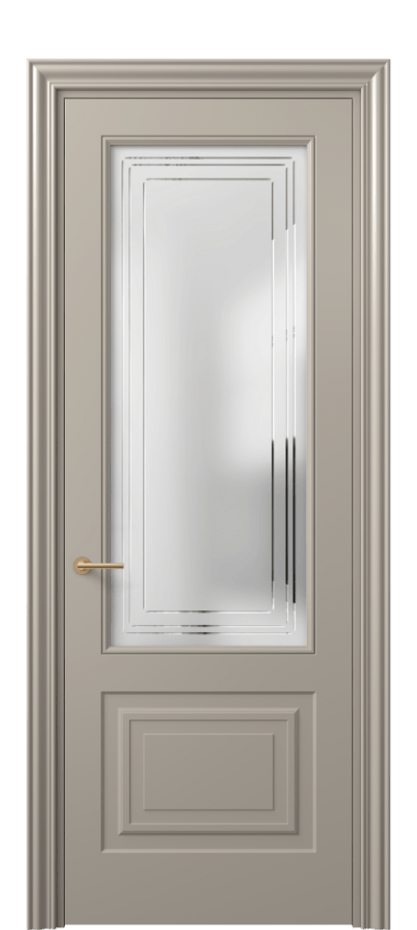 Межкомнатная дверь Mascot 8452 Матовый бисквитный Сатинированное стекло с гравировкой "Грани", триплекс Цена 69959 ₽ | Volhovec
