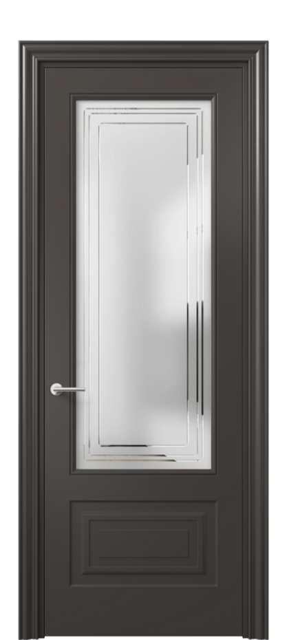 Дверь межкомнатная Mascot 8442 Матовый антрацит Сатинированное стекло с гравировкой "Грани", триплекс Фигурный наличник МАН Цена 69959 ₽ Наличники уже входят в базовый комплект. Фабрика дверей Волховец 8 (800) 551 43 19 Межкомнатная дверь Mascot 8442 Матовый антрацит Сатинированное стекло с гравировкой "Грани", триплекс Цена 69959 ₽ | Volhovec