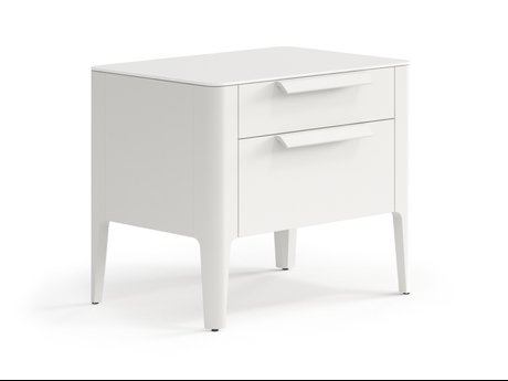 Мебель Тумба прикроватная Пьега 2 ящика. Цвет Матовый тёплый серый. Материал Гладкая эмаль. Коллекция Тумба прикроватная Пьега 2 ящика. Картинка.