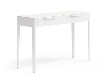 Мебель Консоль Piega 2 ящика. Цвет Матовый пудровый белый. Материал Гладкая эмаль. Коллекция Консоль Piega 2 ящика. Картинка.