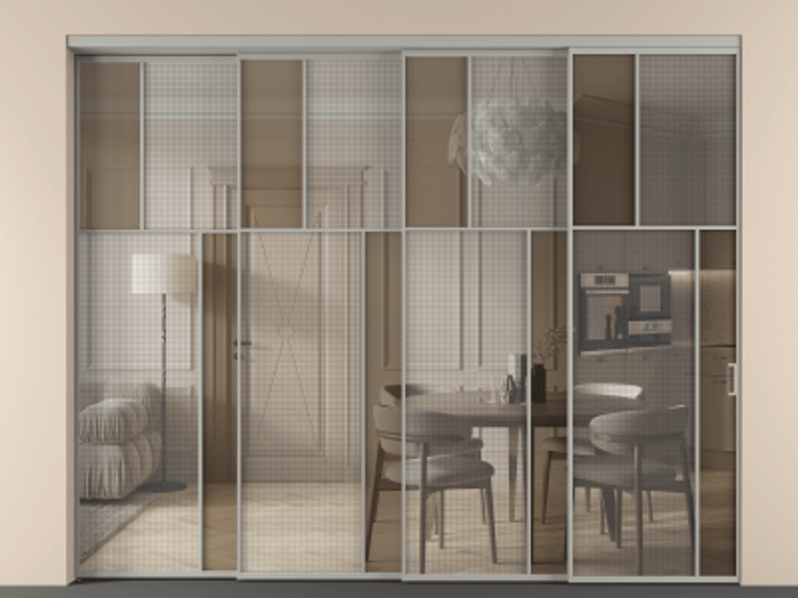 Перегородка Mosaic внутри проема телескопик синхро-4 #VENDORCODE# #FURNISH# #GLASS# Цена #PRICE# #CURRENCY# | Volhovec