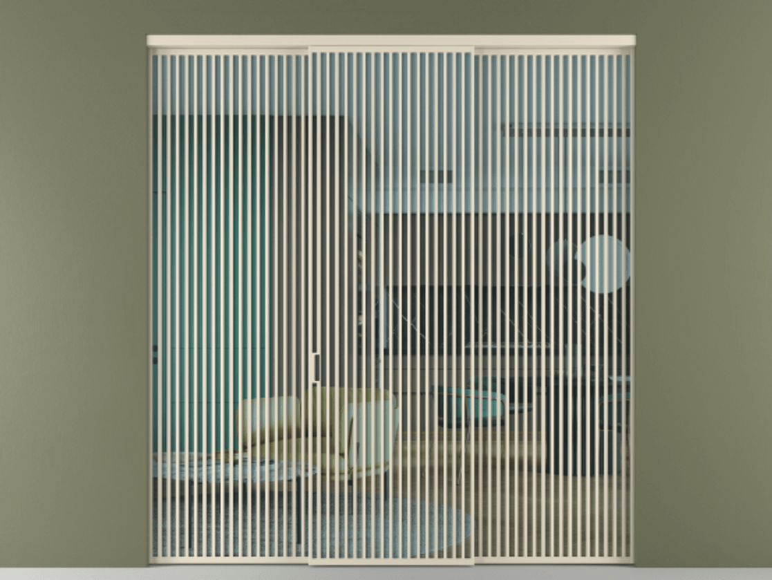 Перегородка Formato внутри проёма 3 створки АЛПР 040.06 Алюминий бежево-серый Прозрачное голубое стекло, триплекс Цена 587600 ₽ | Volhovec