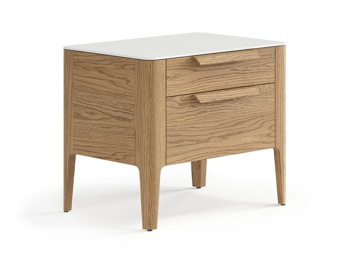 Мебель Тумба прикроватная Piega 2 ящика. Цвет Дуб мускатный матовый. Материал Массив дуба матовый. Коллекция Тумба прикроватная Piega 2 ящика. Картинка.