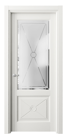 Дверь межкомнатная 6362 МСР Сатинированное стекло с гравировкой и фацетом. Цвет Матовый серый. Материал Гладкая эмаль. Коллекция Тоскана Литера. Картинка.