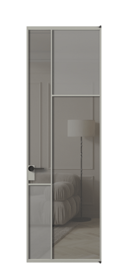 Межкомнатная дверь АЛПЛ041.11 АНСР Серый сатин матовое + Серый прозрачное. Цвет Алюминий нейтральный серый. Материал Алюминий в эмали. Коллекция Mosaic. Фото. Дверь межкомнатная АЛПЛ041.11 АНСР Серый сатин матовое + Серый прозрачное. Цвет Алюминий нейтральный серый. Материал Алюминий в эмали. Коллекция Mosaic. Картинка.