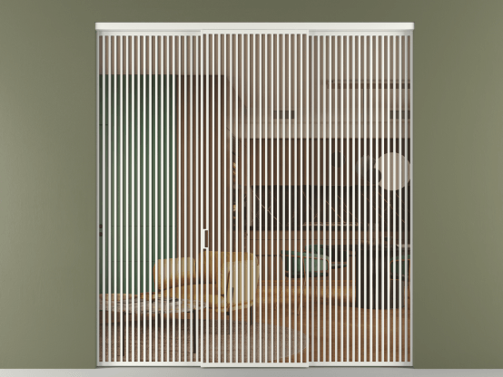 Алюминевая перегородка vn1+2_06_ Алюминий светло-серый Прозрачное оранжевое стекло, триплекс, 6мм. Цвет Алюминий светло-серый. Материал Алюминий в эмали. Коллекция Перегородка Formato внутри проёма 3 створки. Картинка.