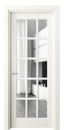 Дверь межкомнатная 6311 БЖМ Зеркало. Цвет Бук жемчуг. Материал Массив бука эмаль. Коллекция Toscana Grigliato. Картинка.