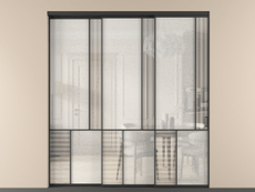 Перегородка Mosaic внутри проёма 3 створки с синхронным механизмом